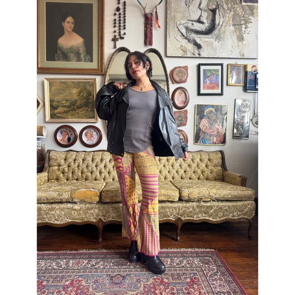 FP Kaleidoscope Sweater Flare Patchwork Legging Pants Ladies Size XS - Picture 7 of 8